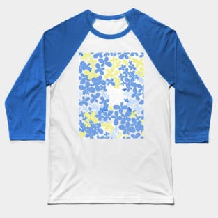 Wildflowers Seamless pattern. Flowering of small white flowers, blue, yellow. Baseball T-Shirt